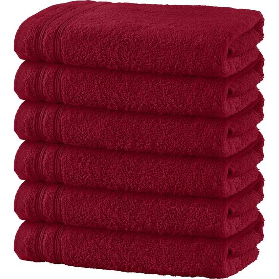 Erwin Müller Badetuch 6er-Pack Heidelberg 100% Baumwolle weinrot Größe 100x150 cm - saugstark, gut trocknend, kompakt, leichte Qualität - ideal für Sport, Strand, Reisen