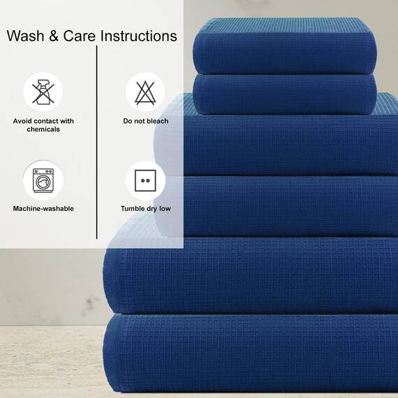 Casa Copenhagen, 6teiliges Designer Handtuch Geschenkset aus 100% ägyptischer Baumwolle –Marineblau, 600 g/m² (2Badetücher, 2Handtücher, 2Waschhandschuhe) Geschenkbox für Damen & Herren