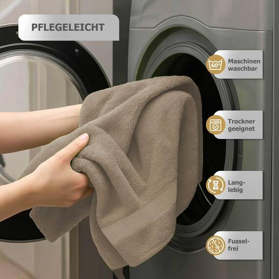 Müskaan Premium Handtuchset 6-TLG – 4 Handtücher & 2 Duschtücher aus 100% Baumwolle – Weich & saugfähig Frottee mit Aufhänger – Beige