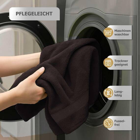 Müskaan Premium Handtuchset 6-TLG – 4 Handtücher & 2 Duschtücher aus 100% Baumwolle – Weich & saugfähig Frottee mit Aufhänger – Braun