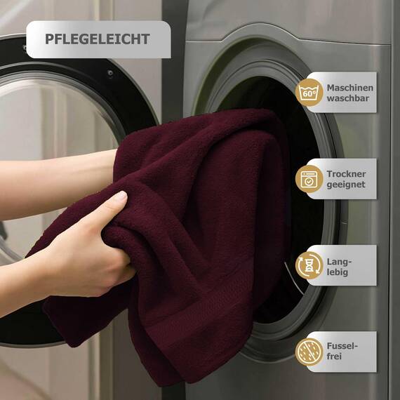 Müskaan Premium Handtuchset 6-TLG – 4 Handtücher & 2 Duschtücher aus 100% Baumwolle – Weich & saugfähig Frottee mit Aufhänger – Bordeaux