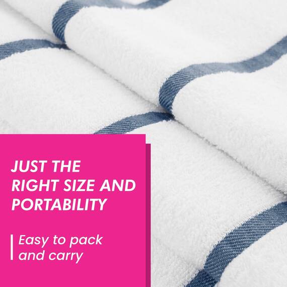 Casa Copenhagen Cabana Handtücher 4-Stück Geschenkset aus – Marineblau gestreift, 70x140 cm extragroße Pooltüchern 100% Baumwolle (perfekte Sommer Geschenkset für Damen & Herren)