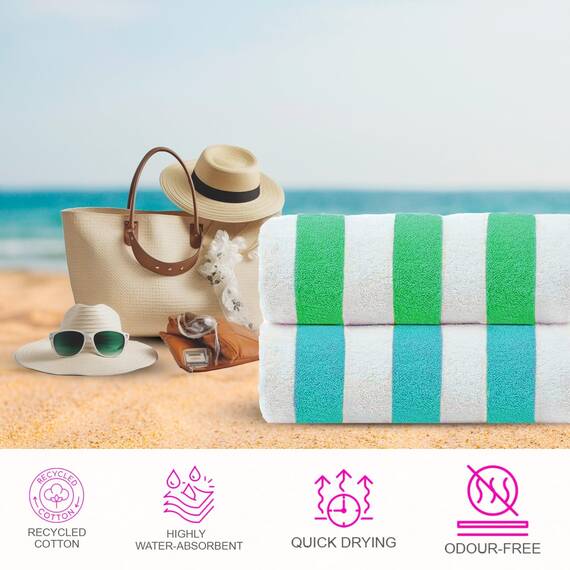 Casa Copenhagen Cabana Handtücher 4-Stück Geschenkset aus –Badetüchern – Türkis, Königsblau, Rosa, Grün, 75x150 CM extragroße Pooltüchern 100%Baumwolle (perfekte Sommer Geschenkset für Damen & Herren)
