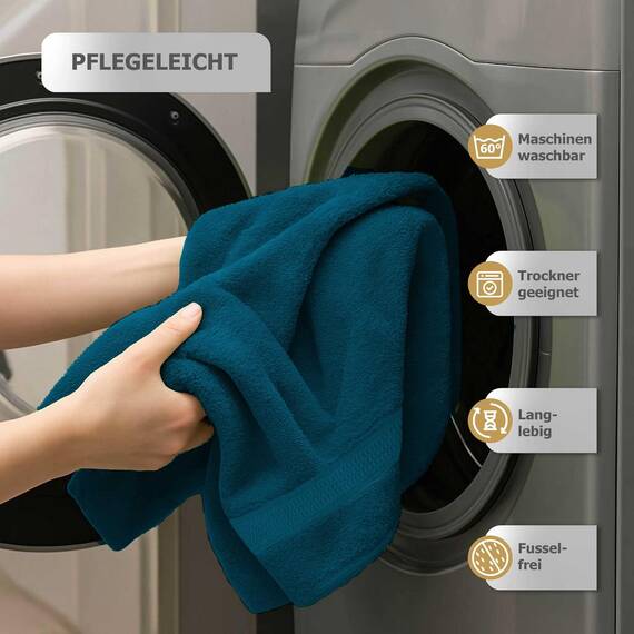 Müskaan Premium Handtuchset 6-TLG – 4 Handtücher & 2 Duschtücher aus 100% Baumwolle – Weich & saugfähig Frottee mit Aufhänger – Petrol