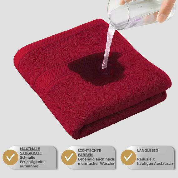 Müskaan Premium Handtuchset 6-TLG – 4 Handtücher & 2 Duschtücher aus 100% Baumwolle – Weich & saugfähig Frottee mit Aufhänger – Rot