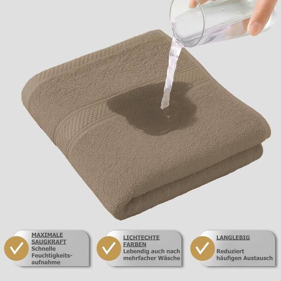 Müskaan Premium Handtuchset 6-TLG – 4 Handtücher & 2 Duschtücher aus 100% Baumwolle – Weich & saugfähig Frottee mit Aufhänger – Beige