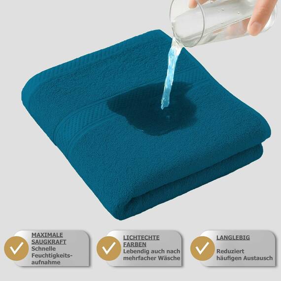 Müskaan Premium Handtuchset 6-TLG – 4 Handtücher & 2 Duschtücher aus 100% Baumwolle – Weich & saugfähig Frottee mit Aufhänger – Petrol
