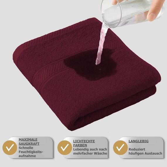 Müskaan Premium Handtuchset 6-TLG – 4 Handtücher & 2 Duschtücher aus 100% Baumwolle – Weich & saugfähig Frottee mit Aufhänger – Bordeaux