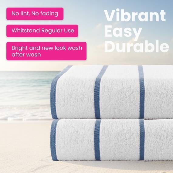 Casa Copenhagen Cabana Handtücher 4-Stück Geschenkset aus – Marineblau gestreift, 70x140 cm extragroße Pooltüchern 100% Baumwolle (perfekte Sommer Geschenkset für Damen & Herren)