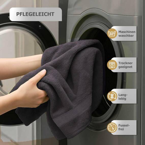 Müskaan Premium Handtuchset 6-TLG – 4 Handtücher & 2 Duschtücher aus 100% Baumwolle – Weich & saugfähig Frottee mit Aufhänger – Anthrazit