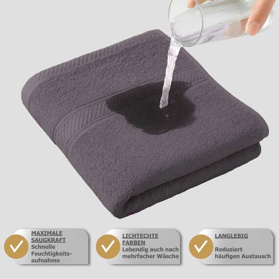 Müskaan Premium Handtuchset 6-TLG – 4 Handtücher & 2 Duschtücher aus 100% Baumwolle – Weich & saugfähig Frottee mit Aufhänger – Anthrazit