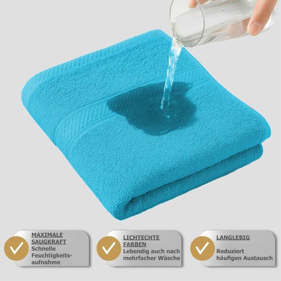 Müskaan Premium Handtuchset 6-TLG – 4 Handtücher & 2 Duschtücher aus 100% Baumwolle – Weich & saugfähig Frottee mit Aufhänger – Türkis