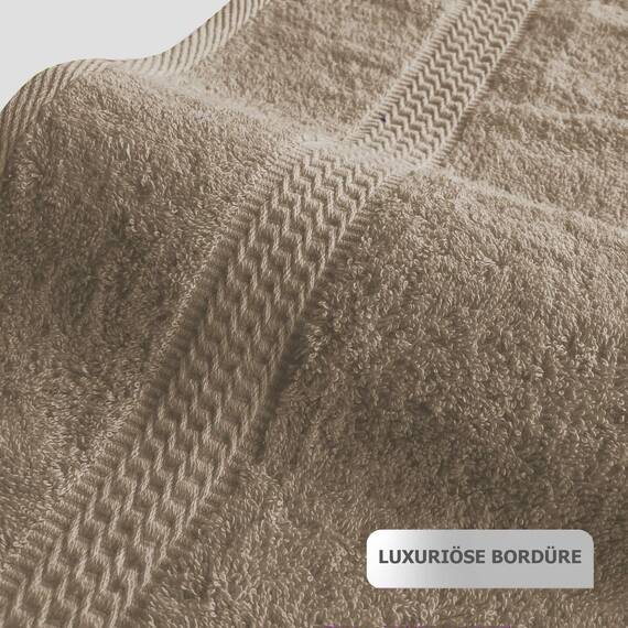 Müskaan Premium Handtuchset 6-TLG – 4 Handtücher & 2 Duschtücher aus 100% Baumwolle – Weich & saugfähig Frottee mit Aufhänger – Beige