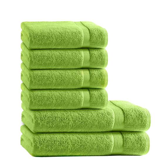 Müskaan Premium Handtuchset 6-TLG – 4 Handtücher & 2 Duschtücher aus 100% Baumwolle – Weich & saugfähig Frottee mit Aufhänger – Apfelgrün