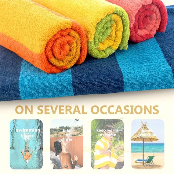 Casa Copenhagen Malibu Handtücher 4-Stück Geschenkset aus – Grün/Zitrone Strandtüchern, 75x150 cm extragroße Pooltüchern 100% Baumwolle (perfekte Sommer Geschenkset für Damen & Herren)