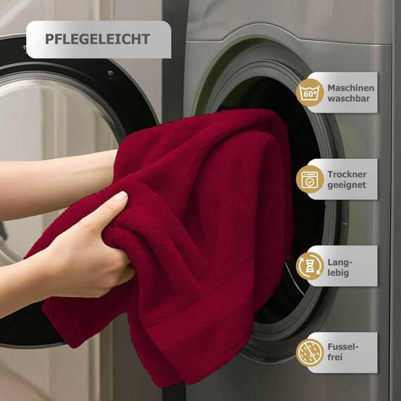 Müskaan Premium Handtuchset 6-TLG – 4 Handtücher & 2 Duschtücher aus 100% Baumwolle – Weich & saugfähig Frottee mit Aufhänger – Rot