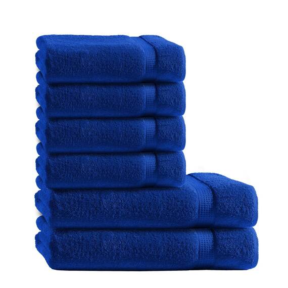 Müskaan Premium Handtuchset 6-TLG – 4 Handtücher & 2 Duschtücher aus 100% Baumwolle – Weich & saugfähig Frottee mit Aufhänger – Royalblau