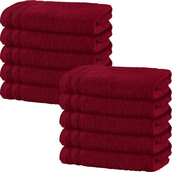 Erwin Müller Badetuch 10er-Pack Heidelberg 100% Baumwolle weinrot Größe 100x150 cm - saugstark, gut trocknend, kompakt, leichte Qualität - ideal für Sport, Strand, Reisen