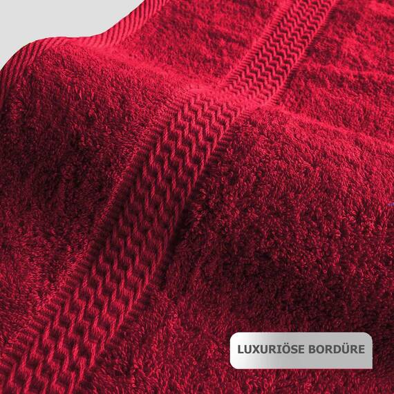 Müskaan Premium Handtuchset 6-TLG – 4 Handtücher & 2 Duschtücher aus 100% Baumwolle – Weich & saugfähig Frottee mit Aufhänger – Rot