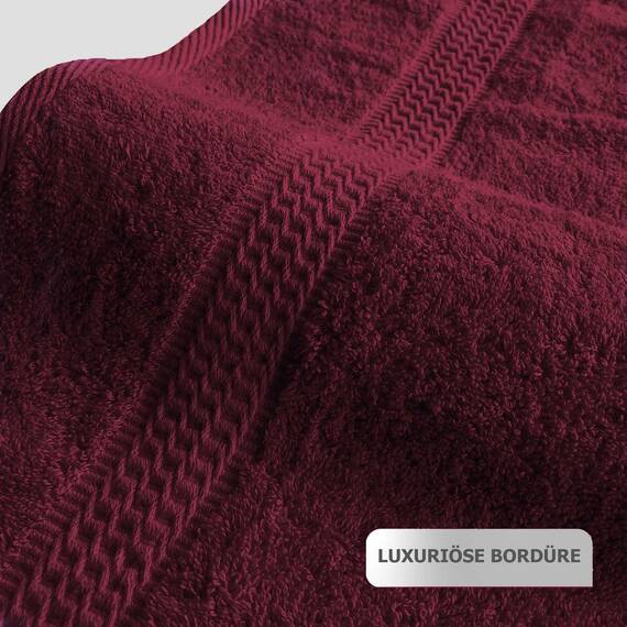 Müskaan Premium Handtuchset 6-TLG – 4 Handtücher & 2 Duschtücher aus 100% Baumwolle – Weich & saugfähig Frottee mit Aufhänger – Bordeaux
