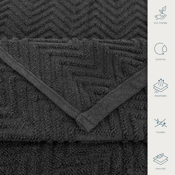 Casa Copenhagen Wave Textured 6-teiliges Handtuch Set - Kieferngrau, 550 g/m², 2 Bade, 2 Hand, 2 Waschlappen Handtüchern Baumwolle Rau und zäh Einsatz Geschenkset für Badezimmer
