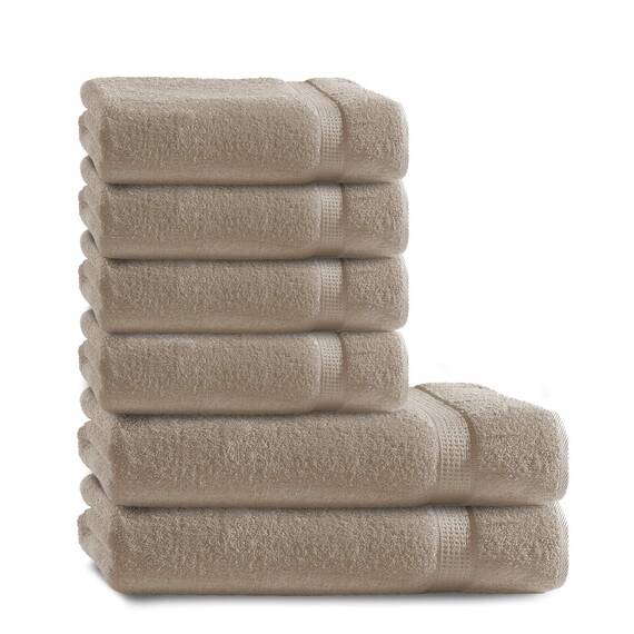 Müskaan Premium Handtuchset 6-TLG – 4 Handtücher & 2 Duschtücher aus 100% Baumwolle – Weich & saugfähig Frottee mit Aufhänger – Beige