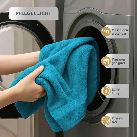 Müskaan Premium Handtuchset 6-TLG – 4 Handtücher & 2 Duschtücher aus 100% Baumwolle – Weich & saugfähig Frottee mit Aufhänger – Türkis