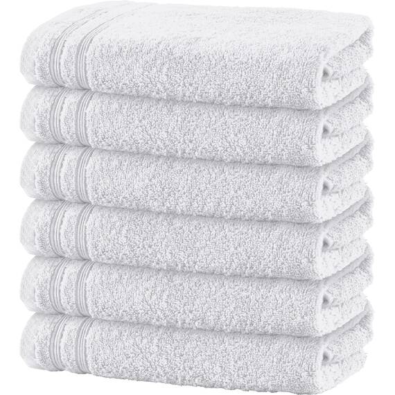 Erwin Müller Badetuch 6er-Pack Heidelberg 100% Baumwolle weiß Größe 100x150 cm - saugstark, gut trocknend, kompakt, leichte Qualität - ideal für Sport, Strand, Reisen