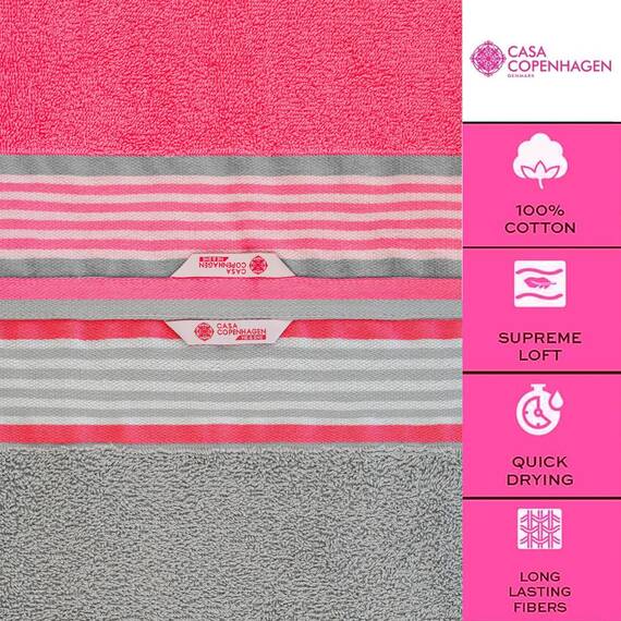 Casa Copenhagen He & She 2-teiliges XL-Designer Badetuch-Set aus 100% ägyptischer Baumwolle Staubblau–Rosa, 90x180 cm Badetücher für das Badezimmer (perfekte Geschenkset für Damen & Herren)