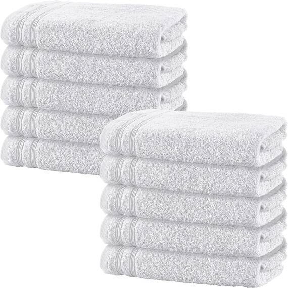 Erwin Müller Duschtuch 10er-Pack Heidelberg 100% Baumwolle weiß Größe 70x140 cm - saugstark, gut trocknend, kompakt, leichte Qualität - ideal für Sport, Strand, Reisen