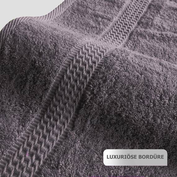 Müskaan Premium Handtuchset 6-TLG – 4 Handtücher & 2 Duschtücher aus 100% Baumwolle – Weich & saugfähig Frottee mit Aufhänger – Anthrazit