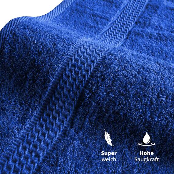 Müskaan Premium Handtuchset 6-TLG – 4 Handtücher & 2 Duschtücher aus 100% Baumwolle – Weich & saugfähig Frottee mit Aufhänger – Royalblau