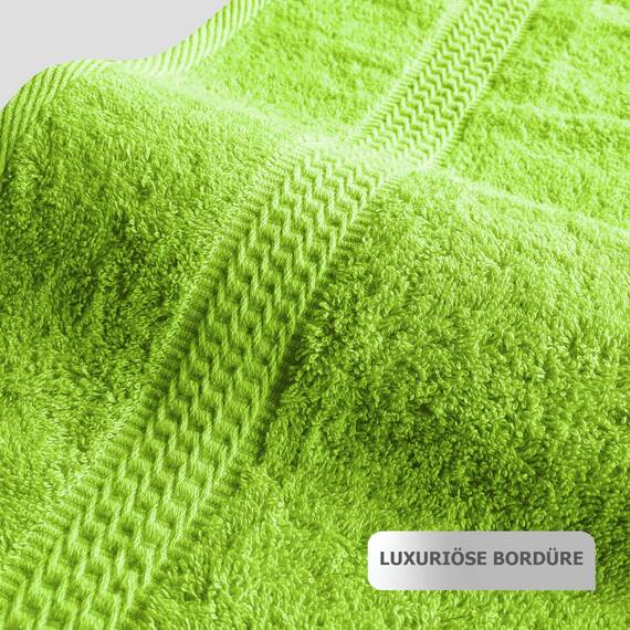 Müskaan Premium Handtuchset 6-TLG – 4 Handtücher & 2 Duschtücher aus 100% Baumwolle – Weich & saugfähig Frottee mit Aufhänger – Apfelgrün