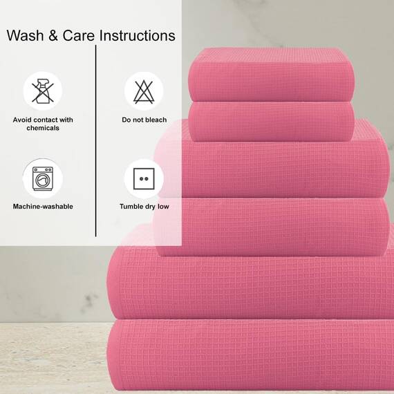 Casa Copenhagen Waffle 4-teiliges Geschenkset XL Designer Handtüchern aus 100% ägyptischer Baumwolle- Rosa, 70x140 cm, 4Badetücher für Badezimmer (perfekte Geschenkset für Damen & Herren)