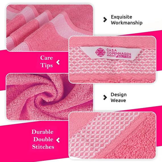 Casa Copenhagen, 6teiliges Designer Handtuch Geschenkset aus 100% ägyptischer Baumwolle – Lila-Rosa – Rosa, 600 g/m² (2Badetücher, 2Handtücher, 2Waschhandschuhe) Geschenkbox für Damen & Herren