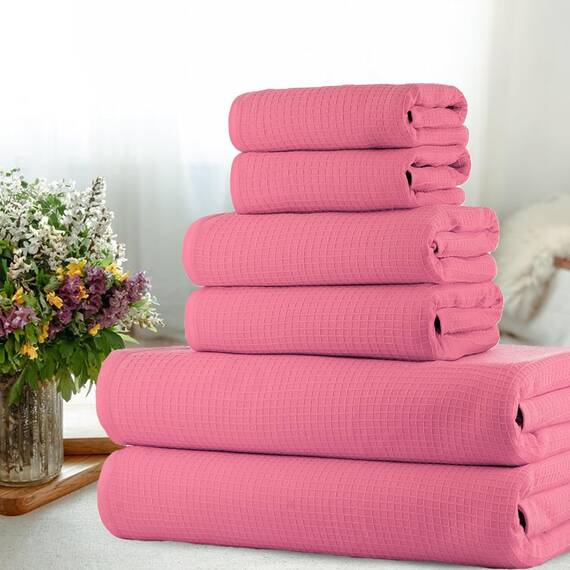 Casa Copenhagen, 6teiliges Designer Handtuch Geschenkset aus 100% ägyptischer Baumwolle –Rosa, 600 g/m² (2Badetücher, 2Handtücher, 2Waschhandschuhe) Geschenkbox für Damen & Herren