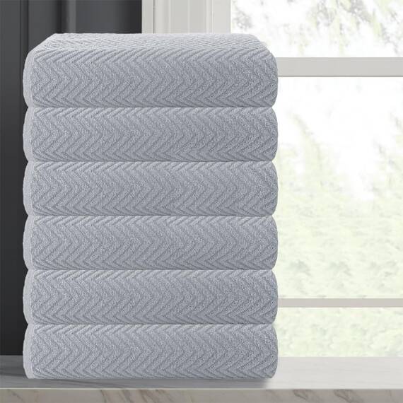 Casa Copenhagen Wave Strukturiertes 6-teiliges kleines Badetuchset - Grauviolett, aus 100% ägyptischer Baumwolle Kiefergrau, Badetücher für das Badezimmer (perfekte Geschenkset für Damen & Herren)