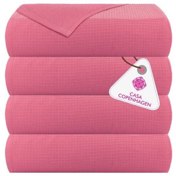 Casa Copenhagen Waffle 4-teiliges Geschenkset XL Designer Handtüchern aus 100% ägyptischer Baumwolle- Rosa, 70x140 cm, 4Badetücher für Badezimmer (perfekte Geschenkset für Damen & Herren)