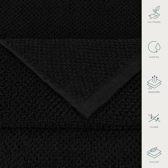 Casa Copenhagen Popcorn Strukturiertes 6-teiliges kleines Badetuchset - Schwarz, aus 100% ägyptischer Baumwolle Kiefergrau, Badetücher für das Badezimmer (perfekte Geschenkset für Damen & Herren)