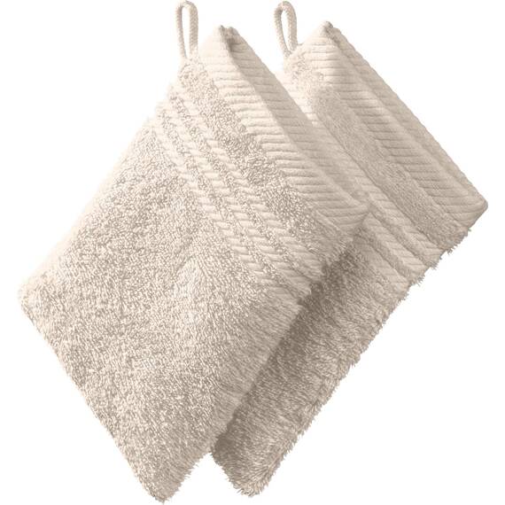 REDBEST Waschhandschuh, Waschlappen New York 2er- Pack Creme Größe 15x21 cm - leichte, weiche Qualität, saugstark, sehr strapazierfähig, 100% Baumwolle