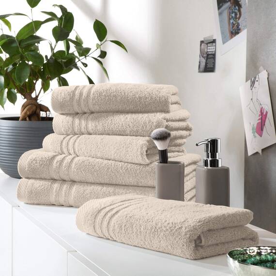 REDBEST Handtuchset, Frottierset New York 6-TLG. Creme - leichte, weiche Qualität, saugstark, sehr strapazierfähig, 100% Baumwolle