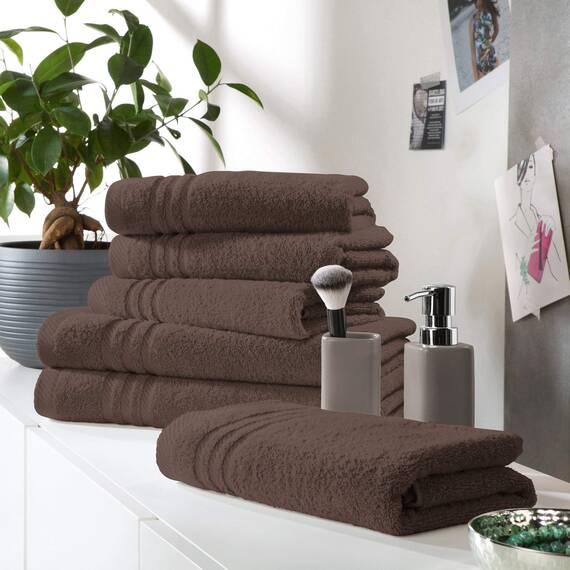 REDBEST Handtuchset, Frottierset New York 6-TLG. Taupe - leichte, weiche Qualität, saugstark, sehr strapazierfähig, 100% Baumwolle