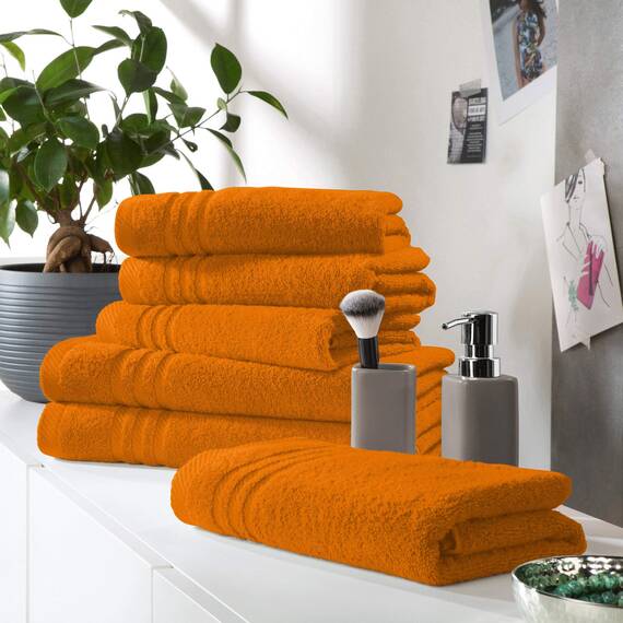 REDBEST Handtuchset, Frottierset New York 6-TLG. orange - leichte, weiche Qualität, saugstark, sehr strapazierfähig, 100% Baumwolle