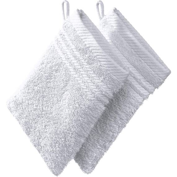 REDBEST Waschhandschuh, Waschlappen New York 2er- Pack weiß Größe 15x21 cm - leichte, weiche Qualität, saugstark, sehr strapazierfähig, 100% Baumwolle
