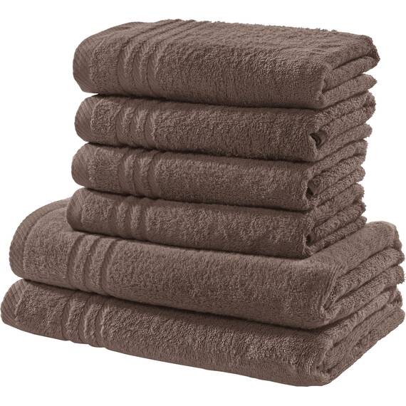 REDBEST Handtuchset, Frottierset New York 6-TLG. Taupe - leichte, weiche Qualität, saugstark, sehr strapazierfähig, 100% Baumwolle