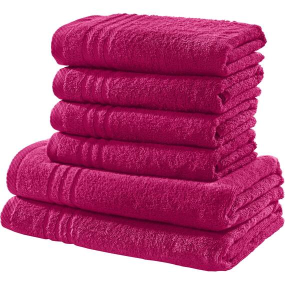 REDBEST Handtuchset, Frottierset New York 6-TLG. Fuchsia - leichte, weiche Qualität, saugstark, sehr strapazierfähig, 100% Baumwolle