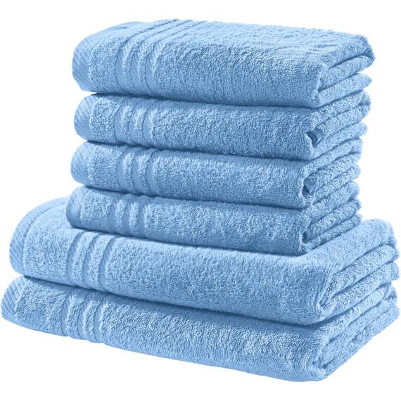 REDBEST Handtuchset, Frottierset New York 6-TLG. hellblau - leichte, weiche Qualität, saugstark, sehr strapazierfähig, 100% Baumwolle