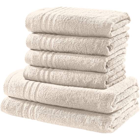REDBEST Handtuchset, Frottierset New York 6-TLG. Creme - leichte, weiche Qualität, saugstark, sehr strapazierfähig, 100% Baumwolle