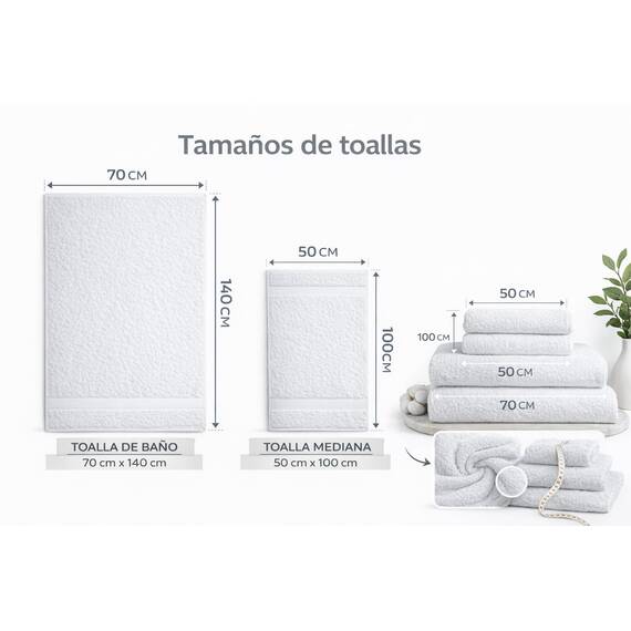 TRAMAS+ 4er-Set Premium Handtücher 700 g, 100% Baumwolle, 2 Handtücher 50x100 cm und 2 Badetücher 70x140 cm, extra weich, schnelltrocknend und sehr saugfähig - Weiß
