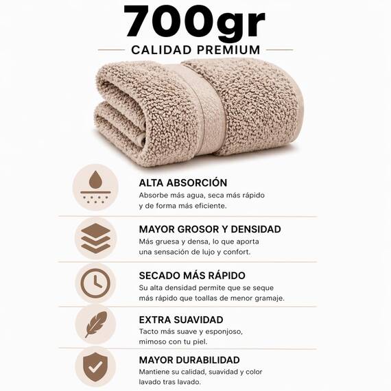 TRAMAS+ 4er-Set Premium Handtücher 700 g, 100% Baumwolle, 2 Handtücher 50x100 cm und 2 Badetücher 70x140 cm, extra weich, schnelltrocknend und sehr saugfähig - Sand